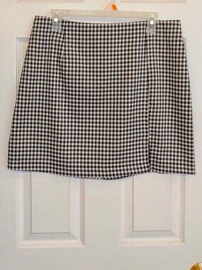 Wild Fable Black and White Plaid Mini Skirt